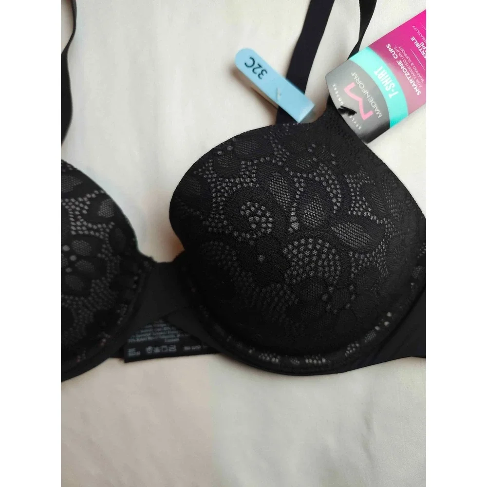 Maidenform One Fab Fit 2.0 T-Shirt Bra Women Size 32C Black Underwire FM7543 NWT